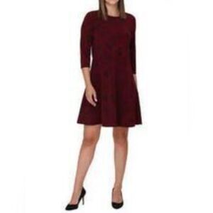 New! Rachel Roy Knit Dress Black Red Floral Print Womens XXL 3/4 Sleeve